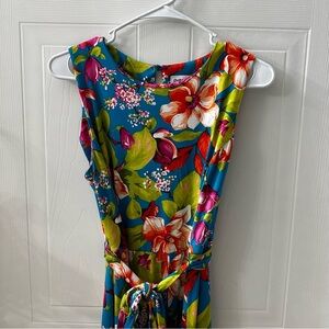 Shelby & Palmer Tropical Floral Maxi Dress L Bright Resort Vacation Stretchy